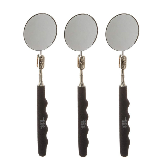 3 Pack Round Telescoping Inspection 2 Mirror Extends 22 Cushion Grip Handle New