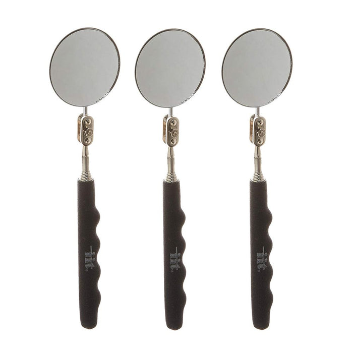 3 PC Round Telescoping Inspection 2 Mirror Extends 22 Cushion Grip Handle New