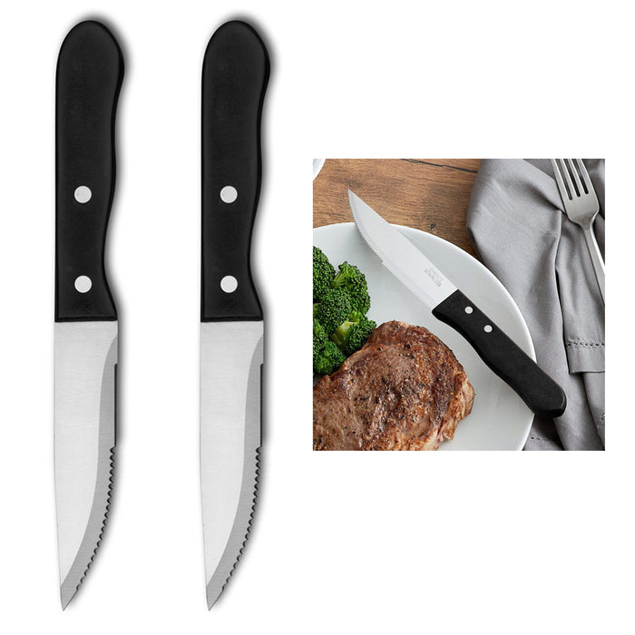 2 pcs Stainless Steel Steak Knives Large Kitchen Knife Plastic Handle Utensil USA