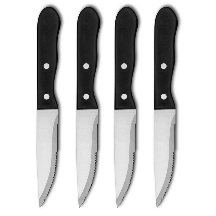 4 pcs Sharp Steak Knives Stainless Steel Kitchen Knife Plastic Handle Utensil