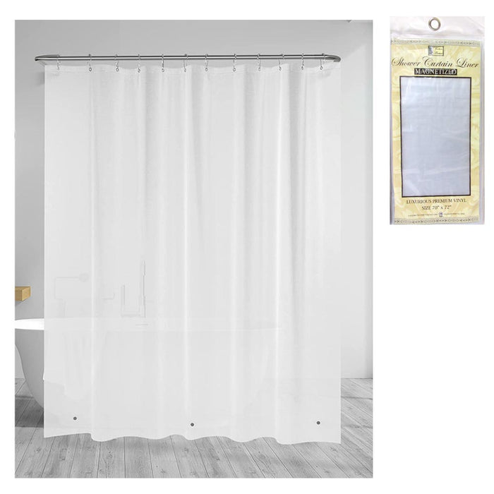 Vinyl Shower Curtain 70X72 Frosted Clear Grommets Liner Magnets Mildew Repellent