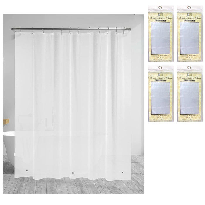 4PC Heavy Duty Vinyl Shower Curtain Grommets Liner Magnetic Frosted Clear 70x72
