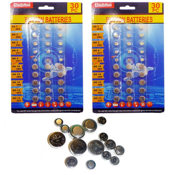 60 Set Assorted Super Alkaline Watch Button Cell Coin Batteries Freshly Made New