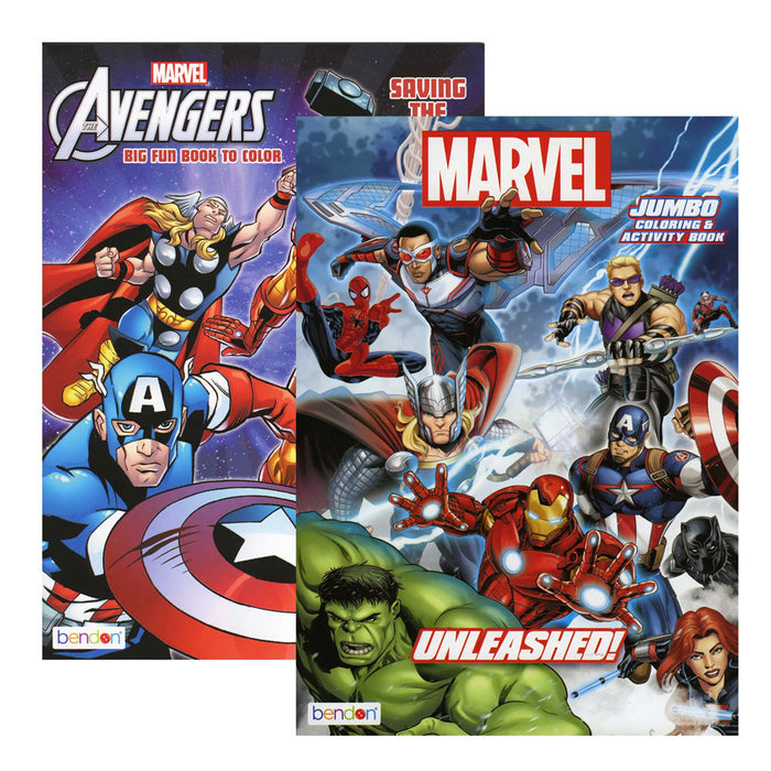 2 PC Avengers Coloring Books Jumbo Color Fun Activity Superheroes Kids All Ages