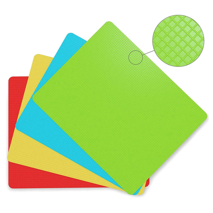 4 Pc Large Flexible Cutting Board Chopping Mat Non Slip Kitchen Tools Assorted