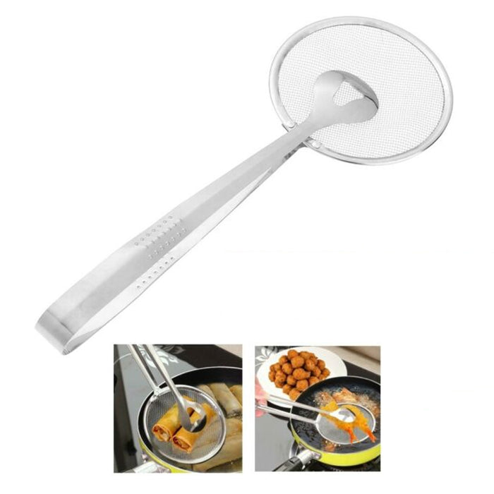 1 Pc Frying Tongs Stainless Steel Fine Mesh Strainer Colander Sifter Kitchen