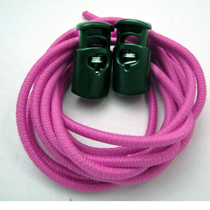 2 Pairs No Tie Shoelaces Pink Elastic Shoe Laces Lock Running Sneakers Trainer