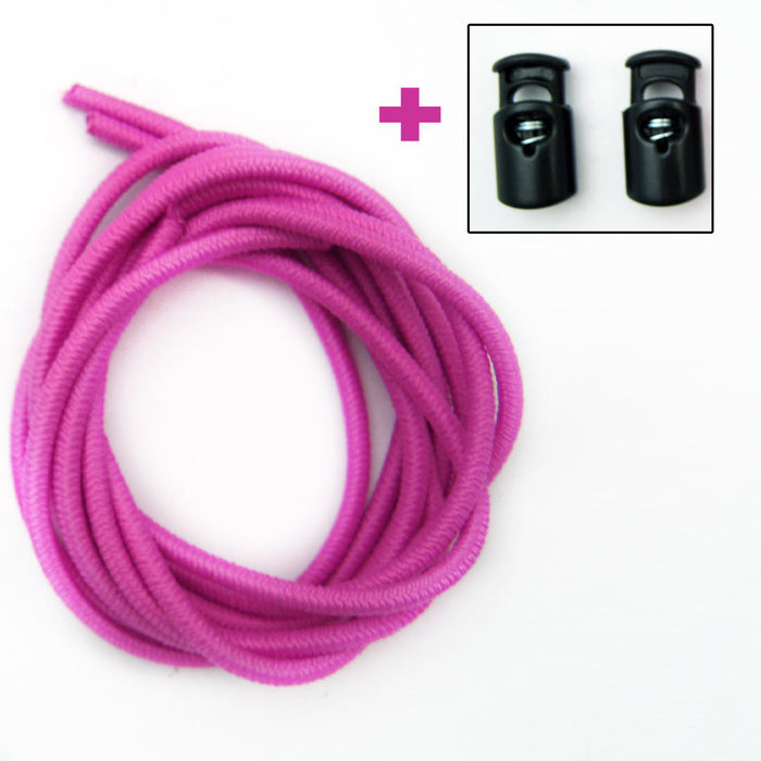 2 Pairs No Tie Shoelaces Pink Elastic Shoe Laces Lock Running Sneakers Trainer