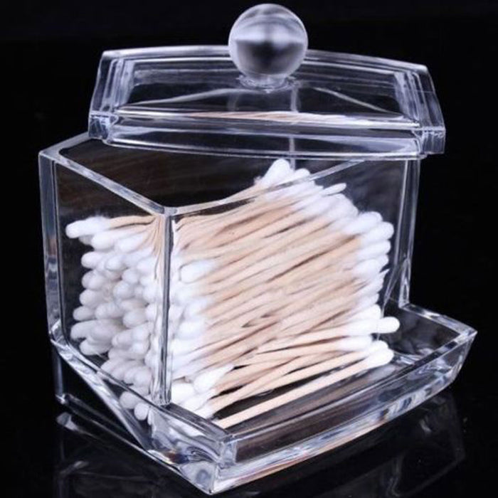 Clear Acrylic Q-tip Makeup Storage Cotton Swab Organizer Box Cosmetic Holder New