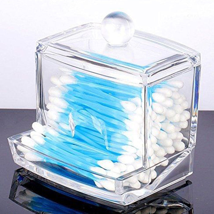 Clear Acrylic Q-tip Makeup Storage Cotton Swab Organizer Box Cosmetic Holder New