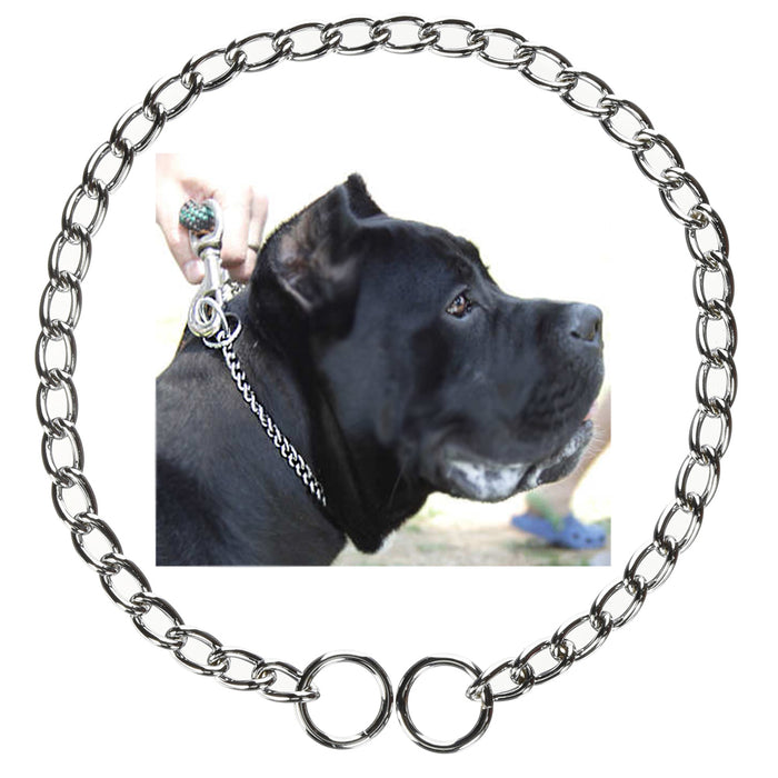 2 Pc Dog Puppy Training Choke Chain Giant Slip Collar Metal Heavy Duty 18.5"