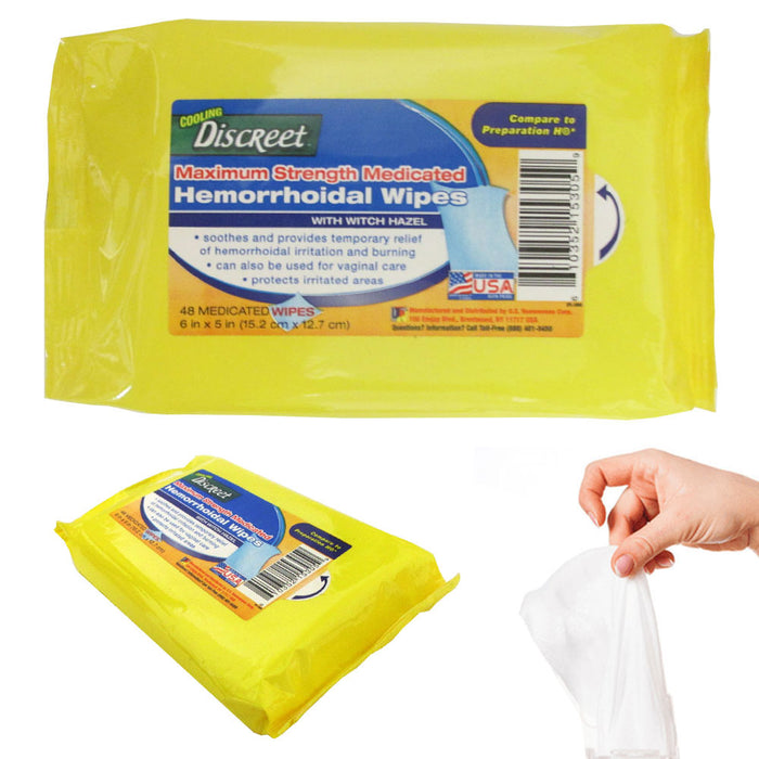 1 Pack Medicated Hemorrhoidal Wipes Flushable Relief Hemorrhoid Maximum Strength