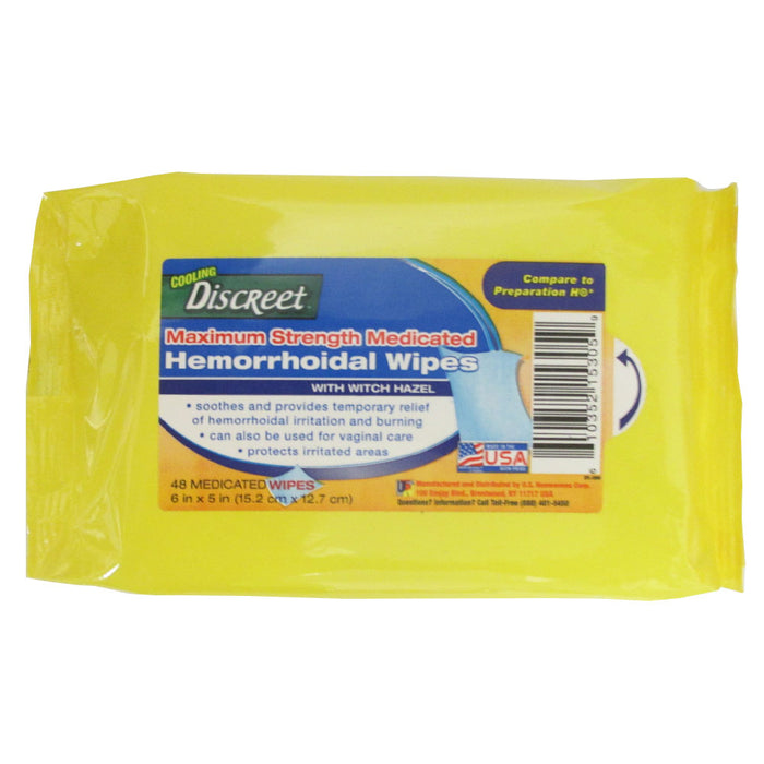 1 Pack Medicated Hemorrhoidal Wipes Flushable Relief Hemorrhoid Maximum Strength