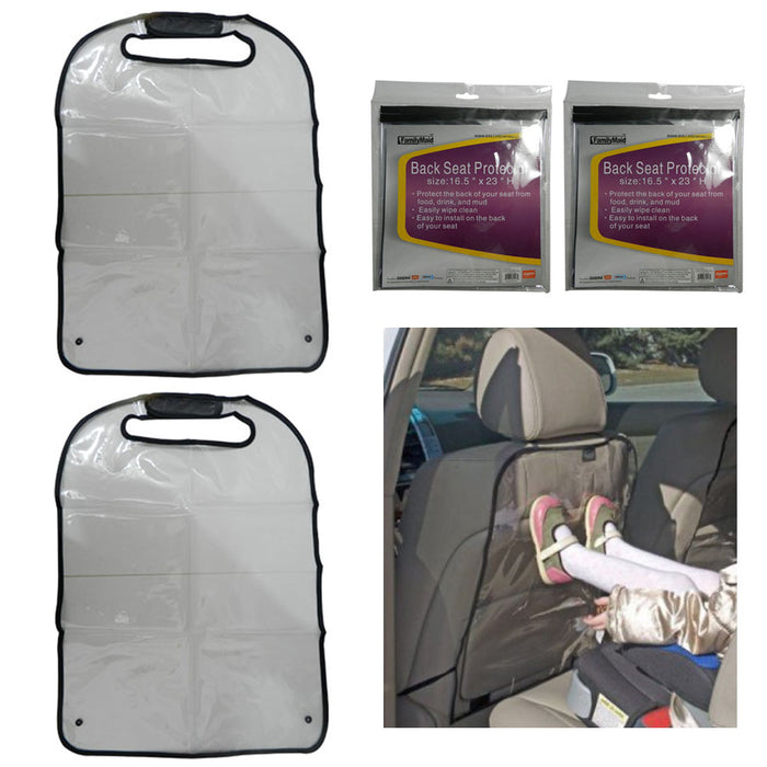 2 Pc Car Seat Back Protector Children Kick Dirt Keep Clean Durable Clear Cover