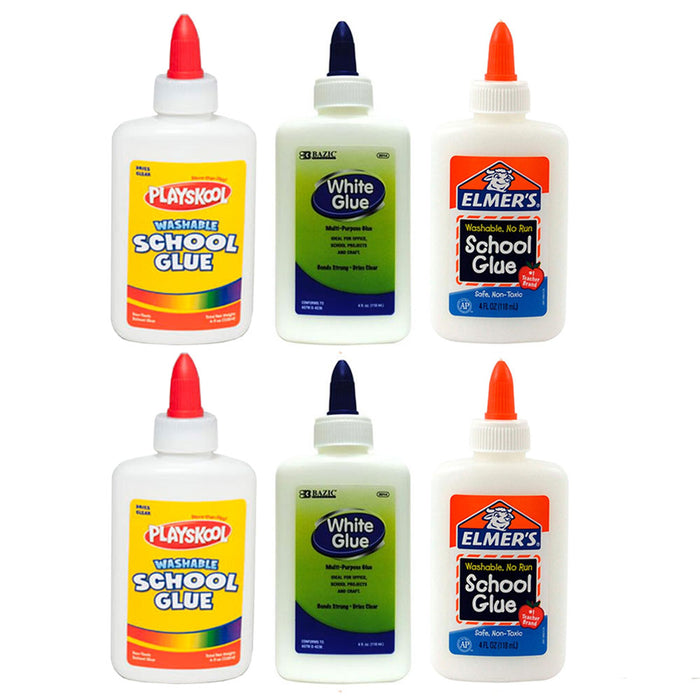 6 Pack Liquid School Glue Premium White Washable 24Oz Great Slime Craft Art Kids