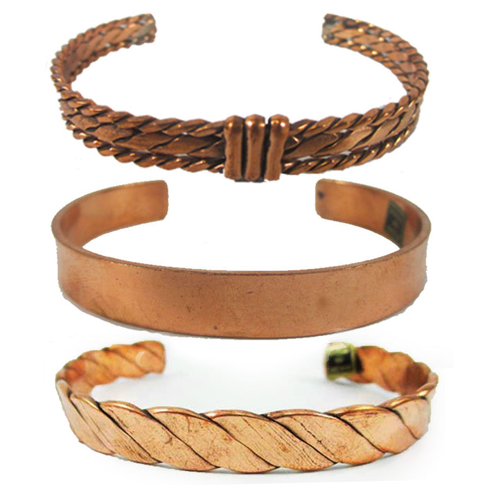 3 Indian Handcrafted Copper Keystone Bracelet Meditation Mantra Jewelry Bangles