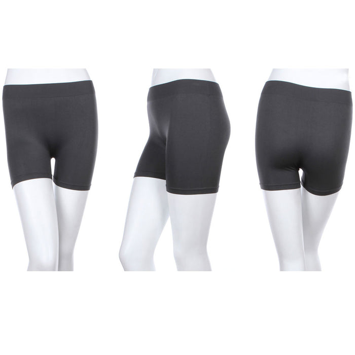 3 Pack Womens Biker Compression Shorts Seamless Yoga Workout Running Exercise