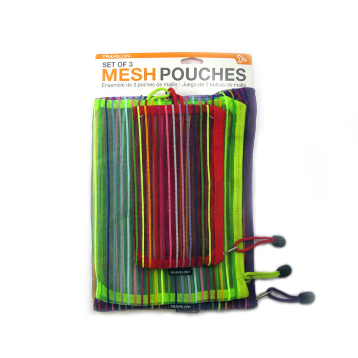 3Pc Travelon Mesh Organizer Pouches Makeup Bag Pouch Cosmetic Storage Travel Set