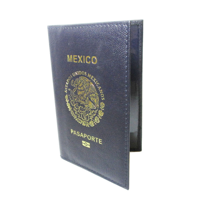New Mexico Genuine Leather Passport Cover Holder Wallet Case Card Protector Blue