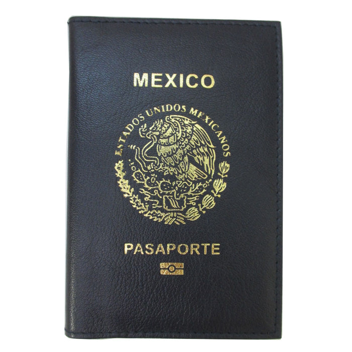 New Mexico Genuine Leather Passport Cover Holder Wallet Case Card Protector Blue