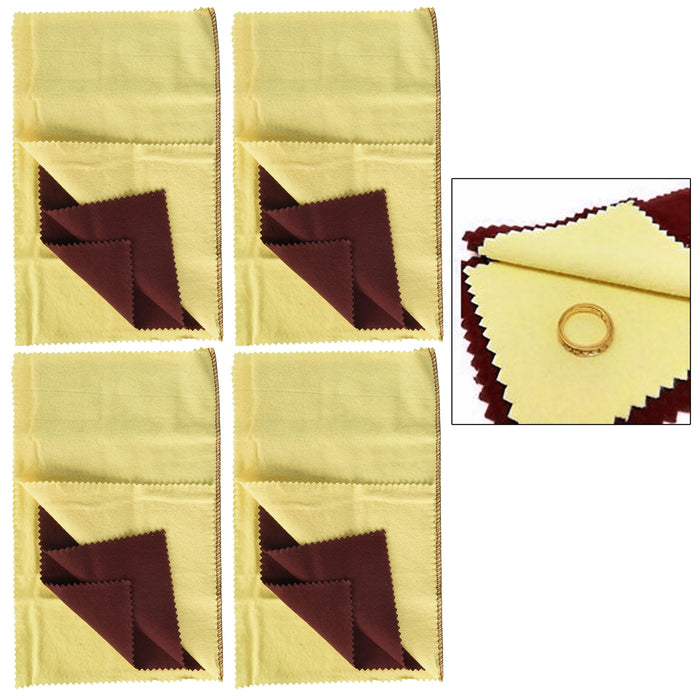 4 Pc Jewelry Cleaning Polishing Cloth Instant Shine Buff Gold Silver Brass 12X12
