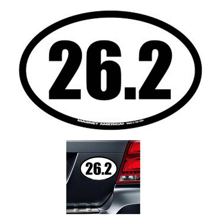 26.2 Marathon Decal Magnet Oval Inverted Black 4in x 6in Car Truck Fridge Gift