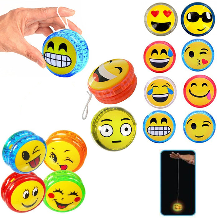 8 X Emoji YoYo Emoticon Light Up Yo Yo Party Favor Classic Toy Children Game Kid
