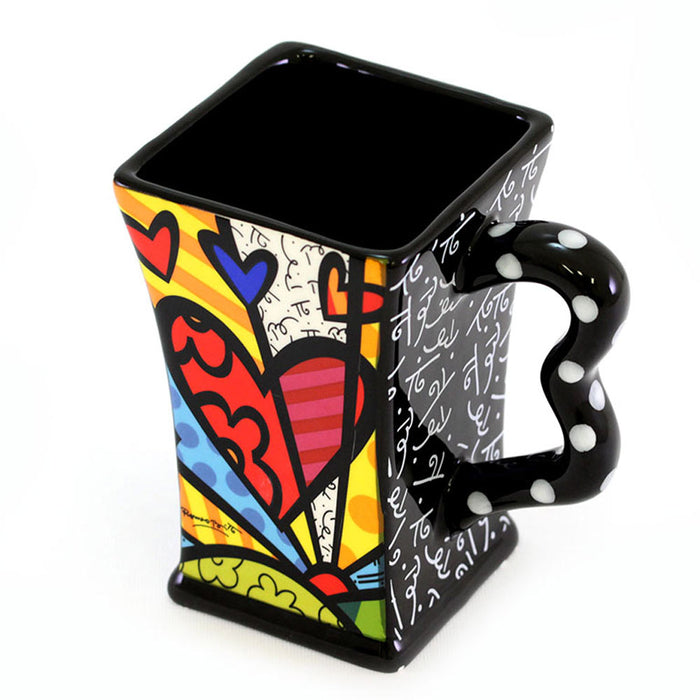 New Romero Britto Square Mug Coffee Ceramic Authentic Dolomite Pop Art A New Day