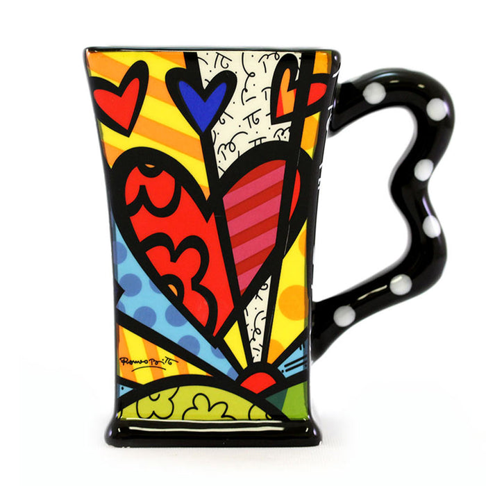 New Romero Britto Square Mug Coffee Ceramic Authentic Dolomite Pop Art A New Day