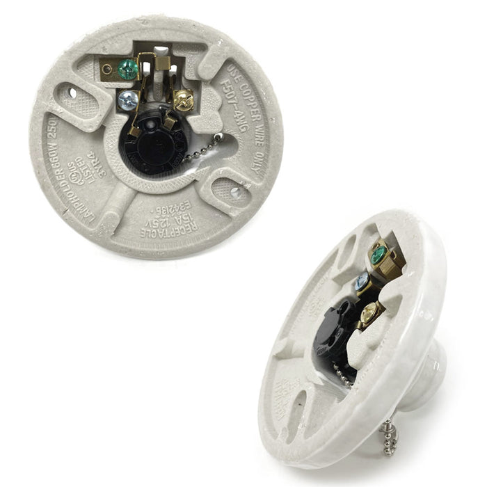 1 Porcelain Ceiling Lamp Holder With Socket Pull Chain Bulb Mount Light Fixture