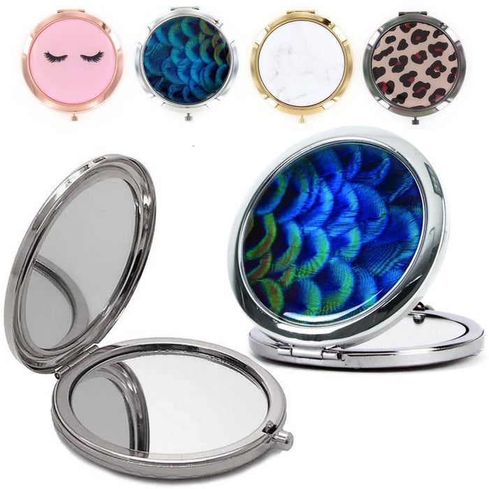 1 Compact Mirror Magnification Double Sided Round Travel Makeup Handheld Purse