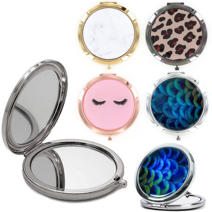 4 Pc Round Make Up Mirror Dual Sided Magnifying Compact Handheld Makeup Gift Set