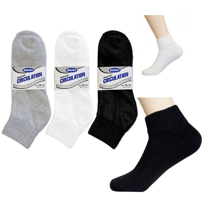 18 Pairs Diabetic Ankle Circulatory Socks Health Support Mens Loose Fit Size 10-13