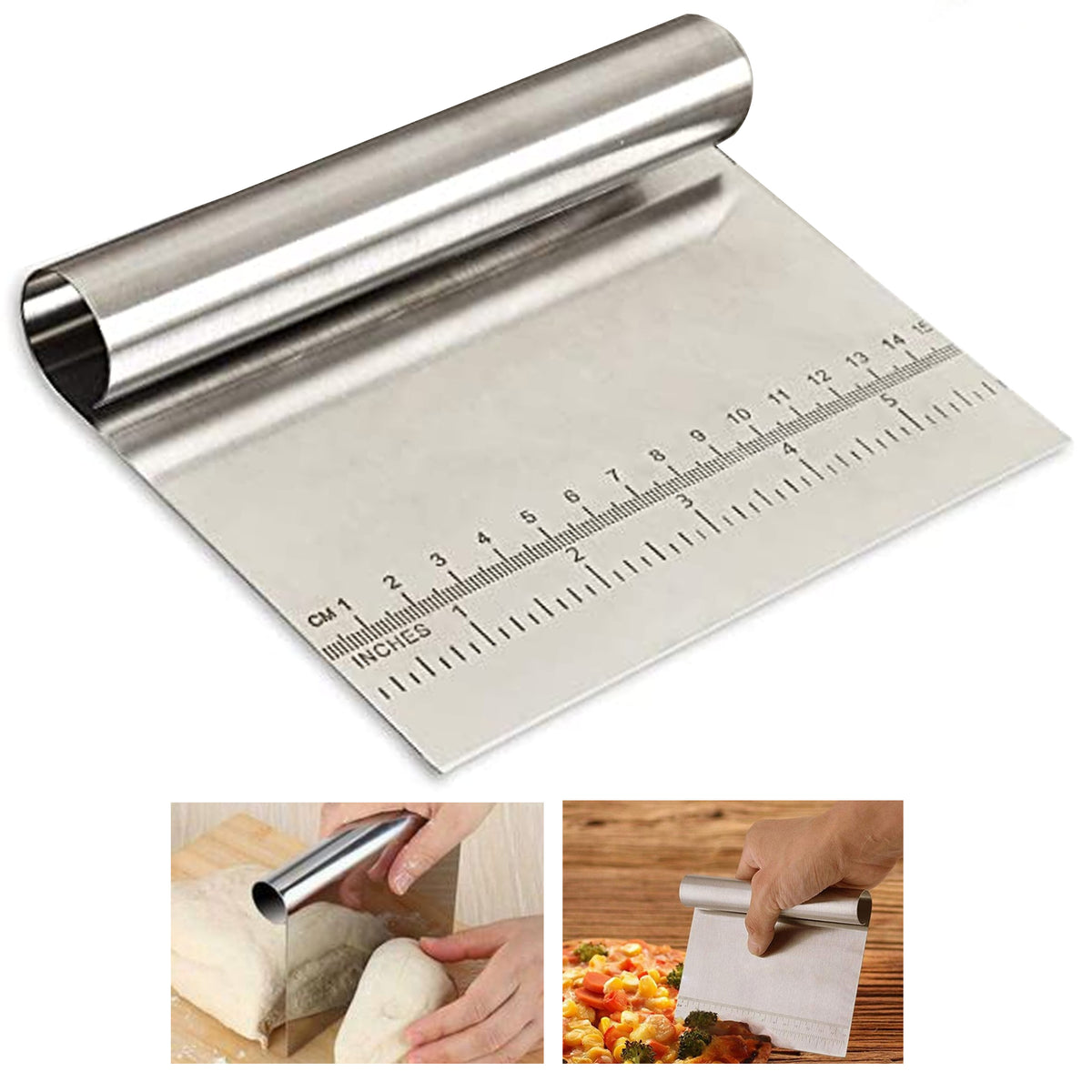 Stainless Steel durable Pizza Dough Scraper Cutter Flour Pastry
