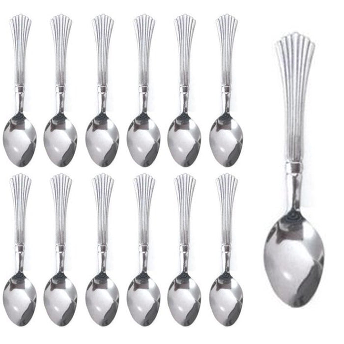 12 Pc Dinner Spoons Stainless Steel Flatware Set Silverware Cutlery Soup Utensil