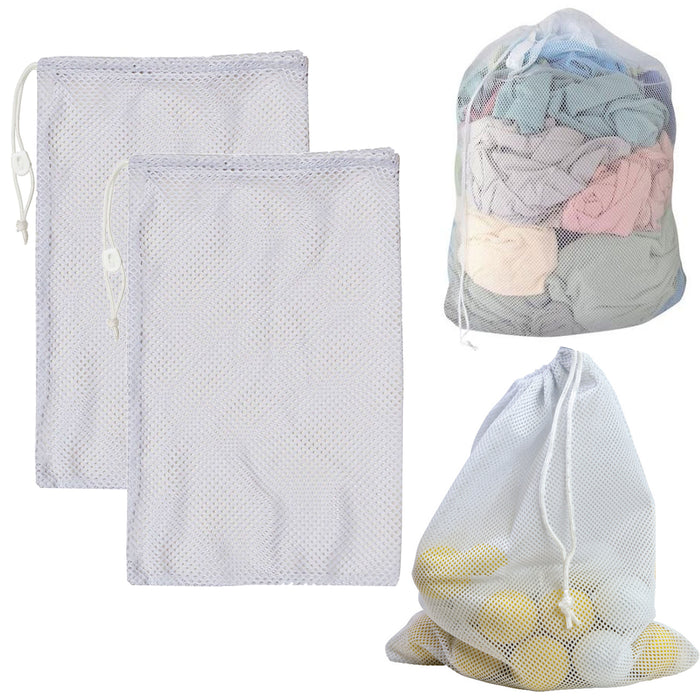 2 Heavy Duty Mesh Bag Drawstring Laundry Utility Tote Diving Gear Mask Snorkel