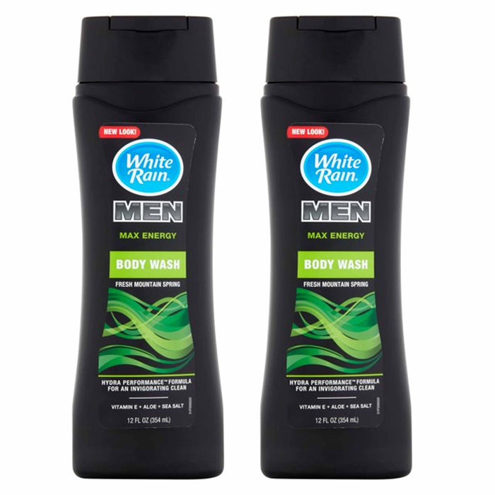 2 Men Body Wash Shower Gel Aloe Moisturizing Hydration Soap Mountain Spring 12oz