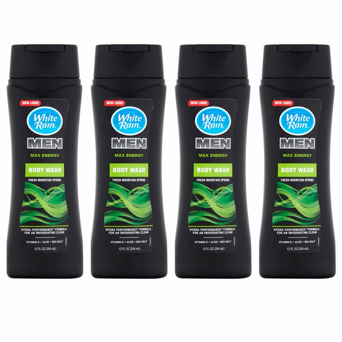 4 Men Body Wash Cleansing Shower Gel Aloe Hydration Mountain Spring Soap 12oz