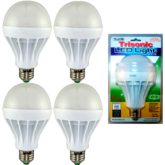 4 Pc Daylight 15 Watt Energy LED Light Bulb 125 W Output Replacement 600 Lumens