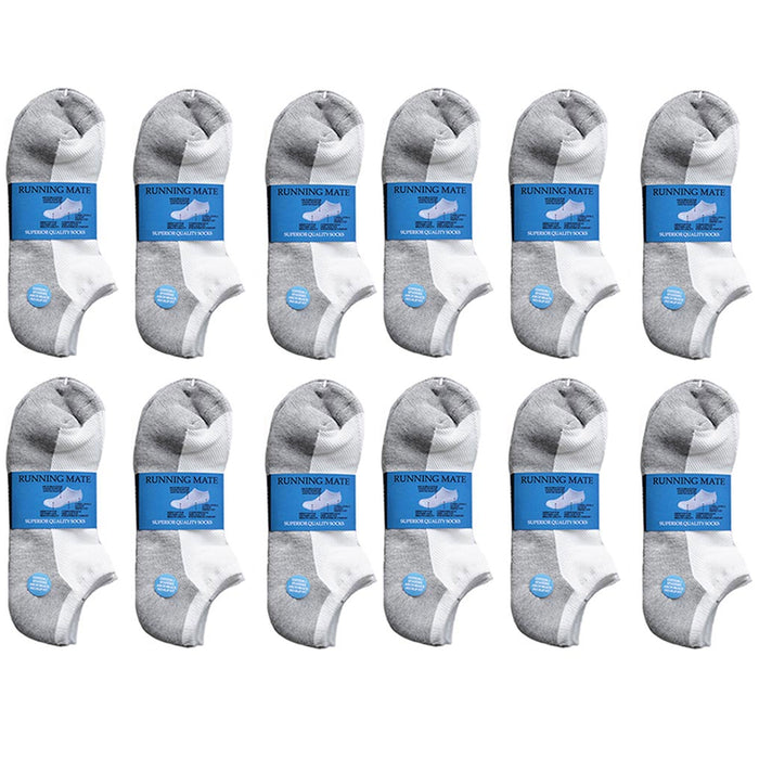 12 Pair Athletic Running Socks Low Cut Ankle No Show Sports Men Women White 9-11