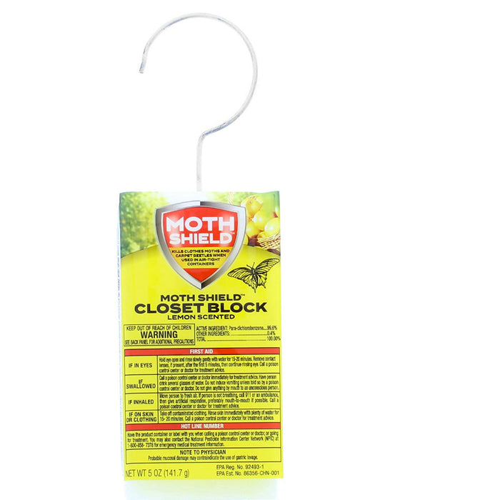 Closet Freshener Lemon Scented Block Kills Clothes Moths & Carpet Beetles 5oz