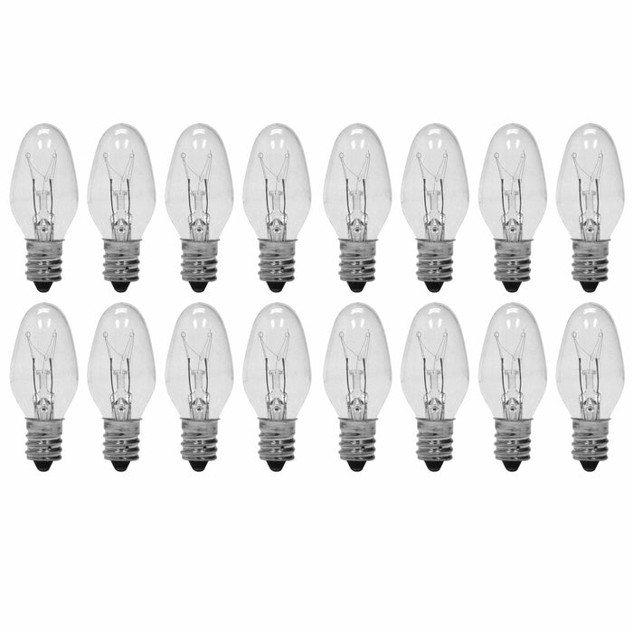 16 Clear Replacement Night Light Bulbs Candle 7W Warm Lighting 120V Candelabra