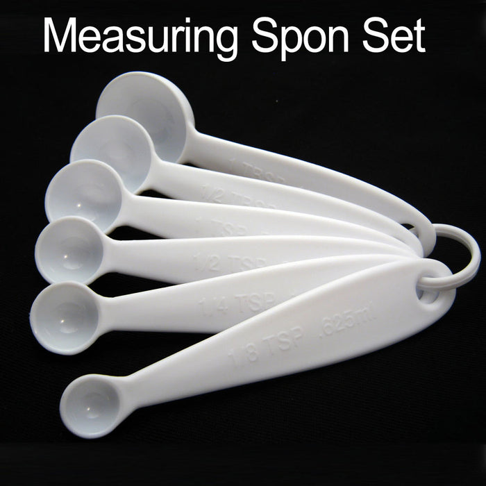 Measuring Spoons 6 Pc Set Plastic Steel Tea Coffee Measure Cooking Scoop