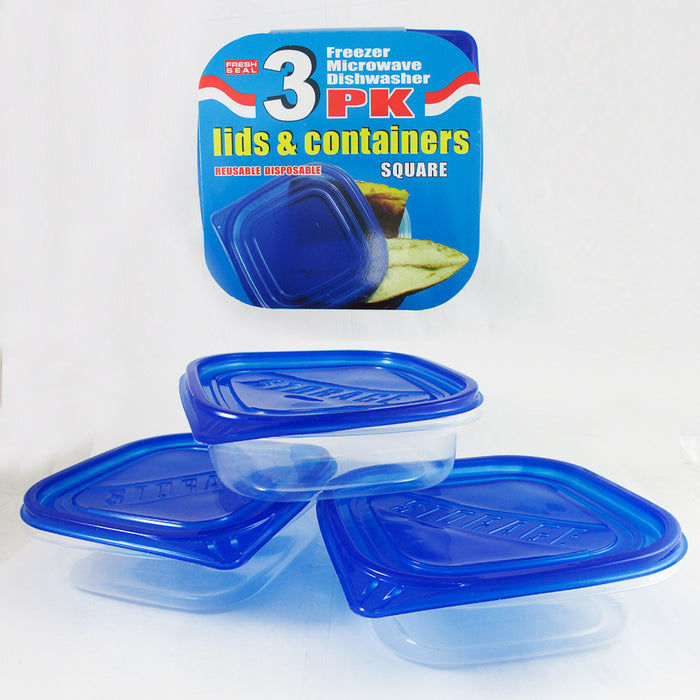 3 Food Container Freezer Microwave Dishwasher Safe Lids Plastic Lunch BPA FREE