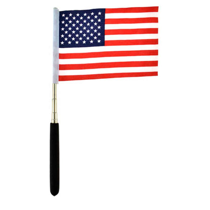 American Flag Mini Telescopic Extendable 20" Metal Stick Pole Souvenir Handheld