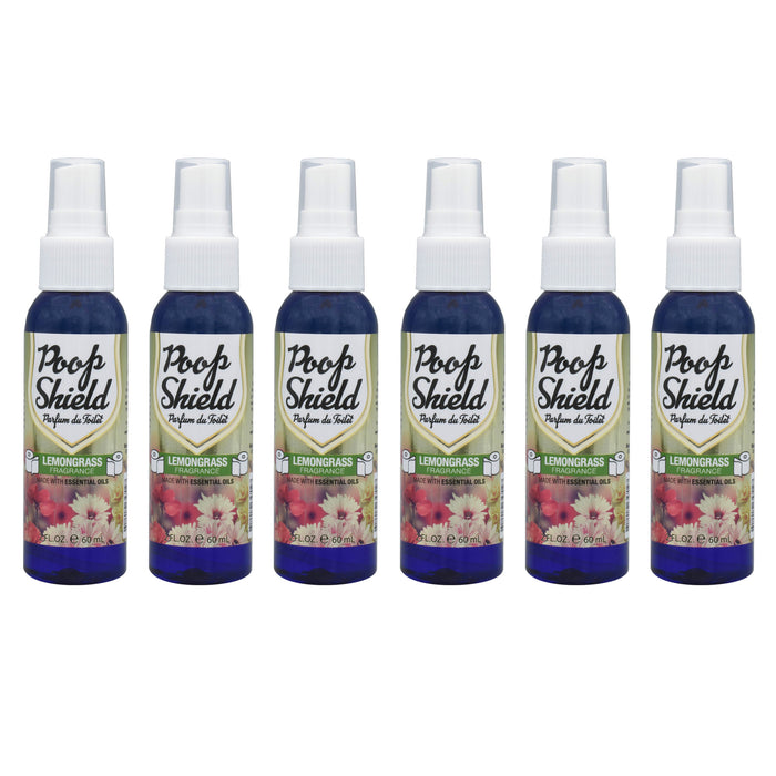 6 Pc Poop Shield Toilet Bowl Spray Before Bathroom Air Freshener Lemongrass 2oz