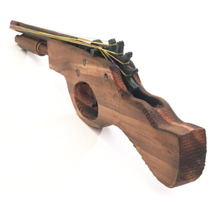 2 Wooden Toy Pistol 12" Gun Rubber Band Shooter Sling Shot Kids Cowboy Classic