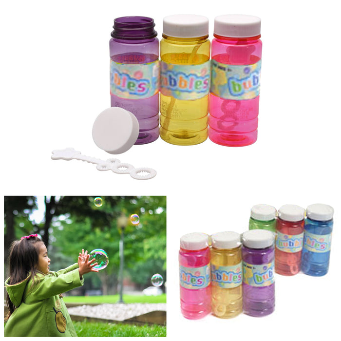 6pc Blow Bubbles Liquid Soap Solution Bubble Maker Outdoor Kids 4oz Party Favors