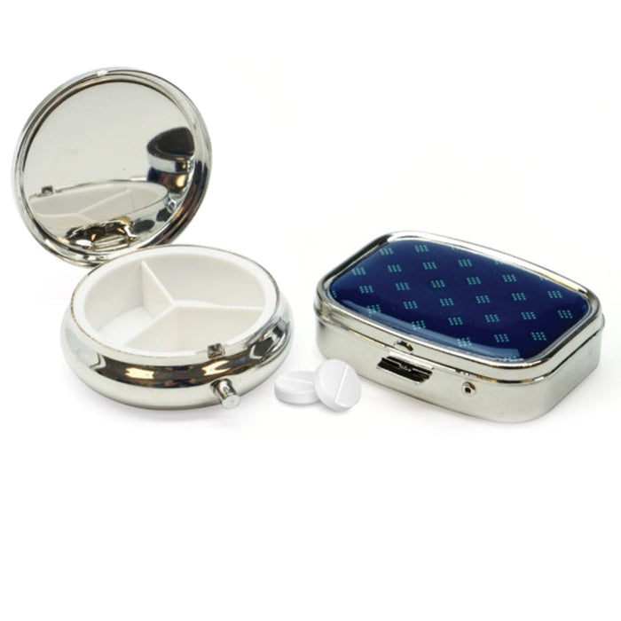 2 Pc Pill Cases 1 Round 1 Square Divided Medicine Box Tablet Holder Dispenser