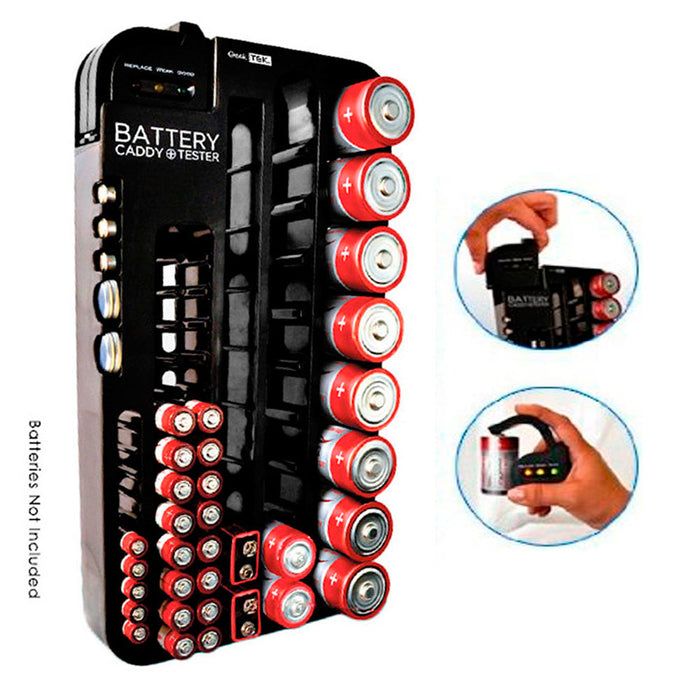 72 Battery Caddy Storage Plastic Holder Rack Organizer Removable Tester AAA D C
